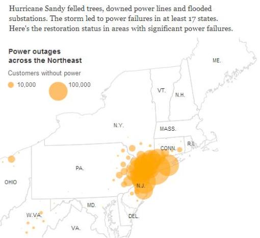 Power outage map, as of November 3rd
